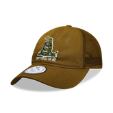 Don't Tread on Me Gadsden Flag Coyote Brown Relaxed Fit Trucker Hat Mesh Back Cap